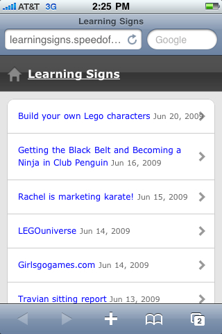 Mobile version of our family learning blog