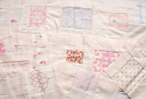 pink messy squares quilt wip