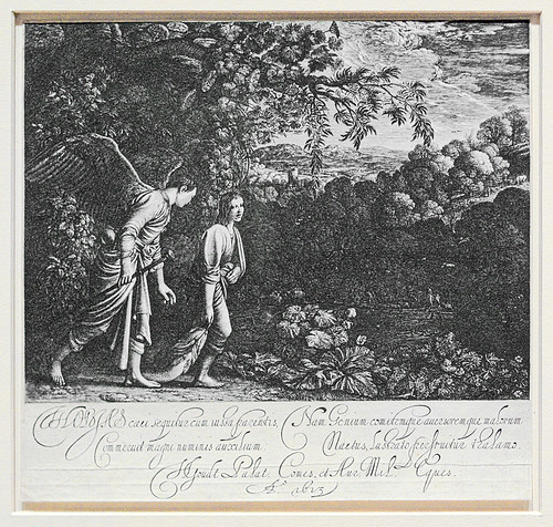 Engraving, "Tobias with the Angel", by Hendrick Goudt, 1613, at the Saint Louis Art Museum, in Saint Louis, Missouri, USA