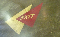 Exit sign arrows, Creative Arts Building, MN State Fair