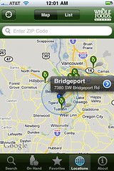 Whole Foods app map