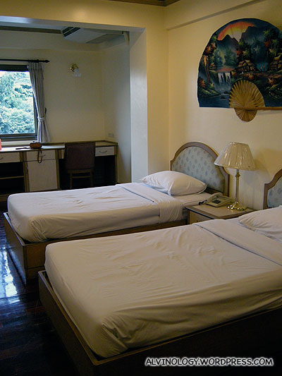 One of the bedrooms in the service apartment