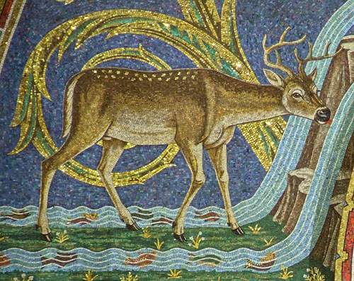 Cathedral Basilica of Saint Louis (the New Cathedral), in Saint Louis, Missouri, USA - mosaic detail of deer