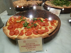 Focaccia with fresh tomato and basil