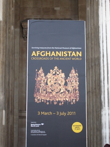 Afghanistan: Crossroads of the Ancient World - signage on the steps of the British Museum