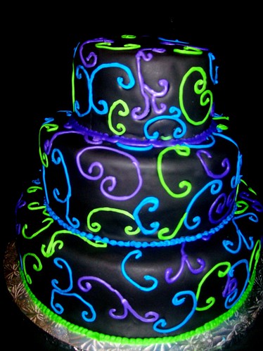 Black and Blue wedding cake by Enchanted Cakes of Brevard