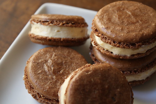 Chocolate Macarons with Peanutbutter Creamcheese Buttercream