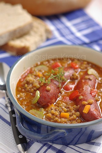 Lentil Stew with smoked sausages