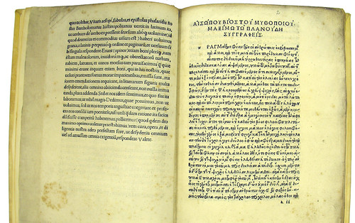 Editor's letter in Latin and the Life of Aesop in Greek in Aesopus: Vita et Fabulae [Greek]