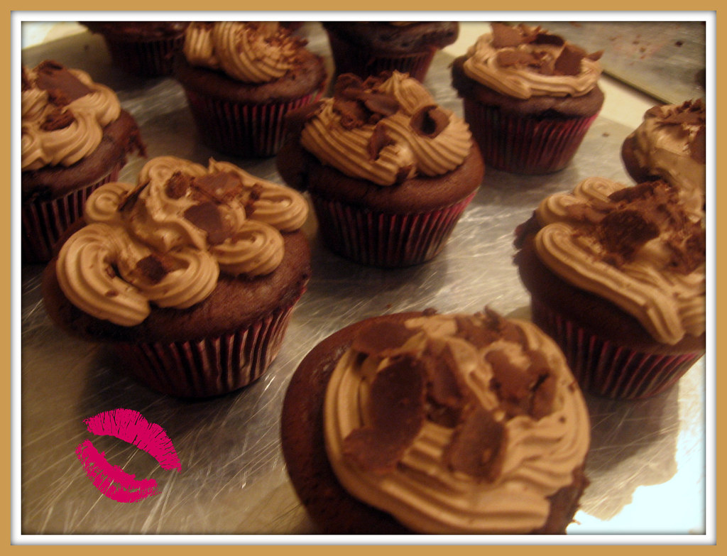 Chocolate Cupcakes with Chocolate Mousse Frosting & Chocolate Curls
