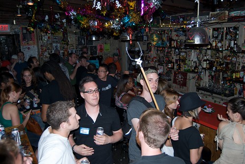 Is that a trident, asks Bianca Cevoli, the Geekadelphia contributor who snagged this photo of a portion of Wednesday nights crowd at Tattooed Mom for our Section 8 release party.