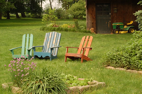 three lawn chairs