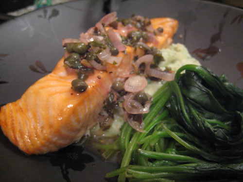 Salmon with Herb Vinaigrette and Mash