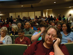 Ordinance supporters, mostly wearing blue and/or Equality Works buttons, dominated the seating in the front of the chambers