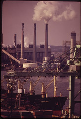 Boston Harbor - Seen from the Top of Mystic River Bridge. In Foreground, Massachusetts Port Authority Shipping Facility Has New Equipment That Permits Direct Loading from Ship to Freight Train 02/1973 by The U.S. National Archives