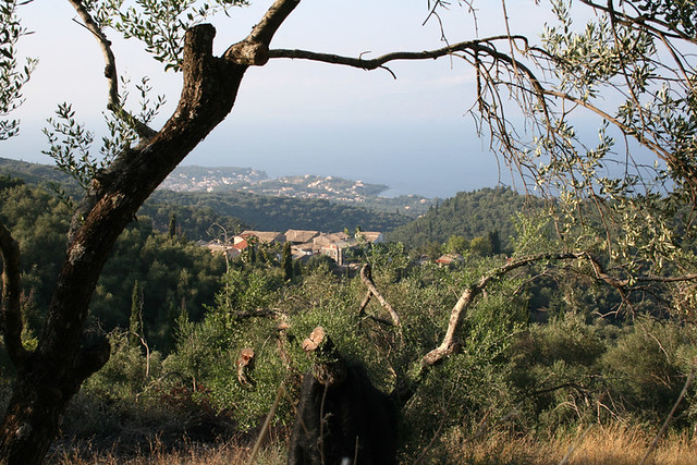 View to distant Kassiopi, Corfu, Kerkyra