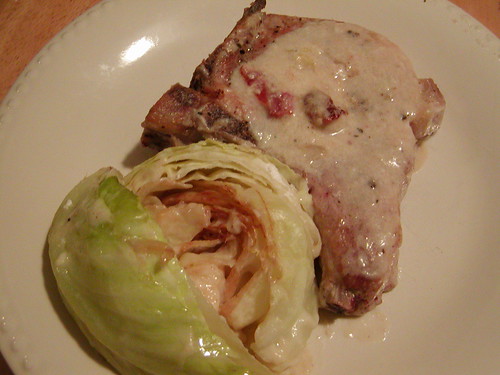 pork chops with bacon and cabbage