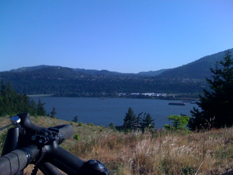 At the start of the trailhead, looking out over the Columbia Gorge.