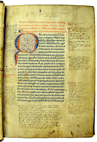 Decorated initial and annotations in Cicero: De officiis