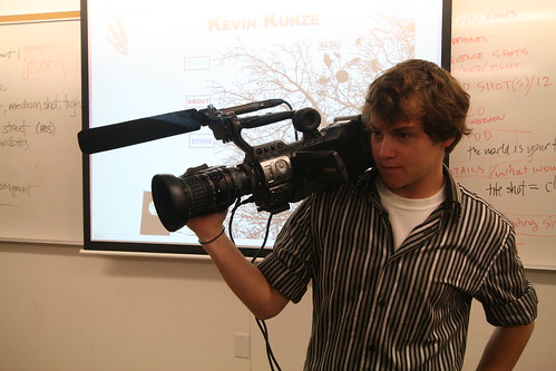 Kevin Kunze holds the video camera that he recently purchased to shoot “Id” his first feature length film.  Picture by Melissa Stihl/Foghorn