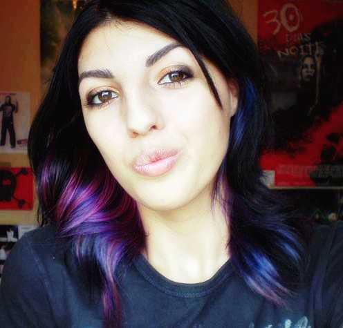 pictures of black hair with purple. purple + lack hair