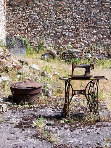 Rusted Singer sewing machine, Oradour sur Glane, Village Martyr, Centre de la Memoire