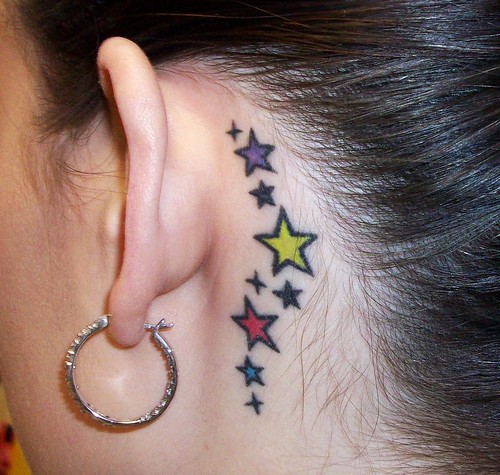 star tattoos behind your ear. Star Tattoos Behind The Ear.