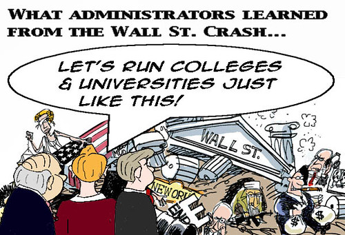 wall street, collapse, higher education, community college, university, administrators
