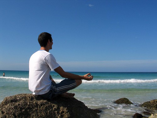Man on Beach in Meditation