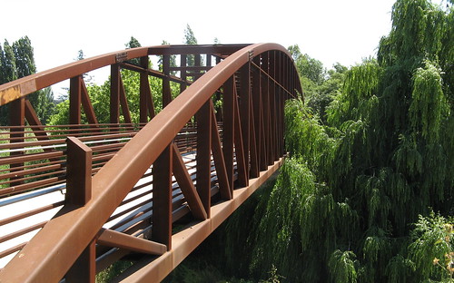 Rust-colored bridge