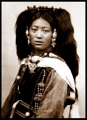 A YOUNG LADY OF OLD TIBET Women Hairstyles. tree head
