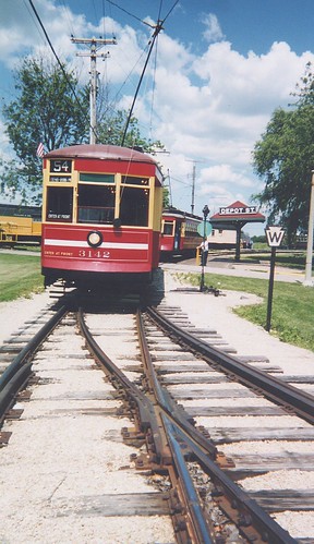 Historic Chicago electric streetcars at the Illinois Railway Museum. Union Illinois. June 2001.