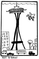 Flying Cowtoon - Space Needle