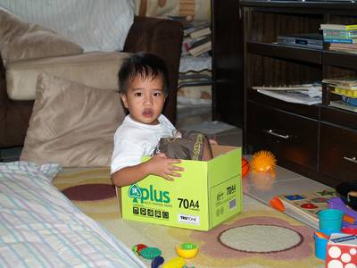 Julian sits in the box