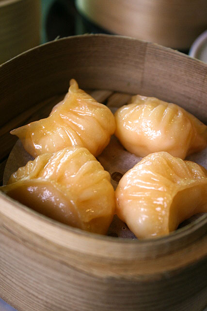 Steamed Prawn Dumpling with Carrot Puree