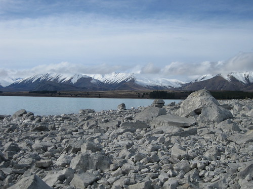 Lake Tekapo, surrounded by mountains