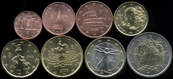 Sada mincí 1 cent - 2 euro Taliansko 2006
