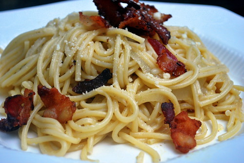 Linguini with Bacon and Onions