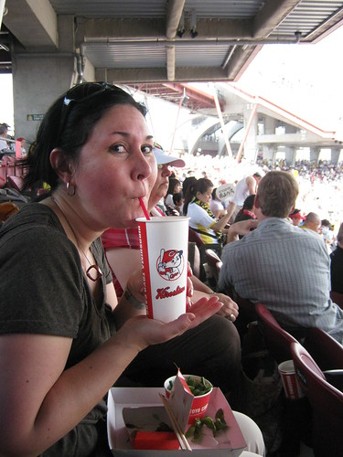 Our new mom, Susan, modeling an official Carp cup