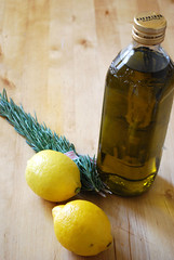 Olive oil, lemon, rosemary.