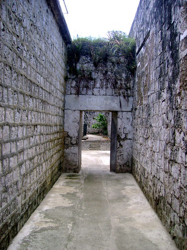Narrow pathways of what was once a prison quarter