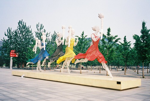 Running in dresses in Olympic park, Beijing