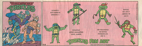 Teenage Mutant Ninja Turtles { newspaper strip } ..Ray Fillet v. Shredder..art by Lawson  :: 08181991