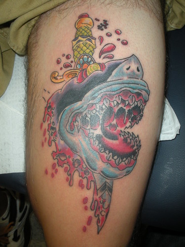shark tattoo flash. shark tattoo by Wes Fortier