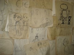 Original marionette sketches line the wall. (12/09/2007)