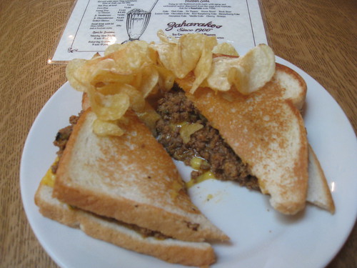 Zaharakos - Columbus, Indiana - Gom Cheese Brr-Grr: Cheeseburger/Sloppy Joe