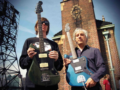 Thurston Moore and Lee Ranaldo with Fender guitars