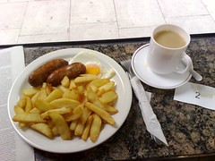 Two sausage, egg & chips