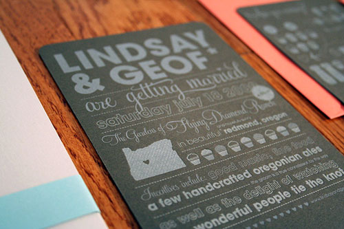 Custom letterpress wedding invitations brown silver Boxcar Press