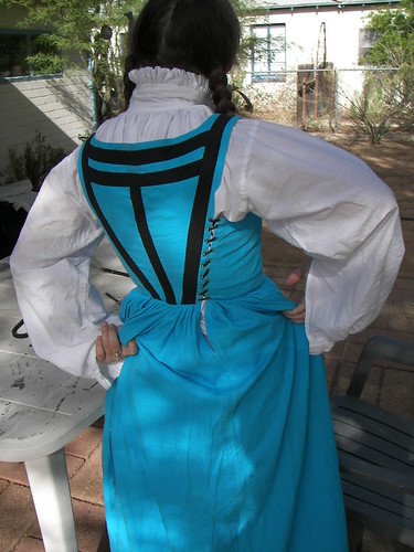 Backlacing and Slit, Turquoise Italian Working-Class Dress on Morgandonner.com